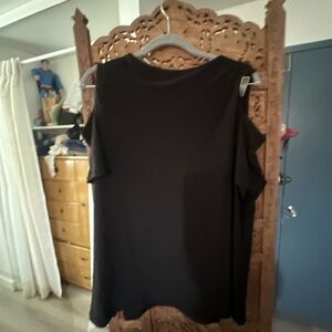 Black Susan graver blouse open top arms comfy cute slimming